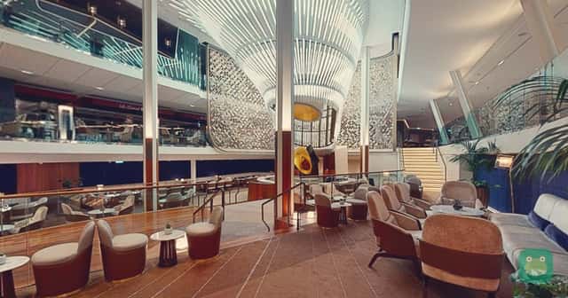 The Grand Plaza as shown in Celebrity Edge’s official virtual tour, used as a representative onboard venue image.