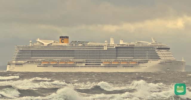 Costa Smeralda in the Great Belt, Denmark, on its delivery voyage, 2019
