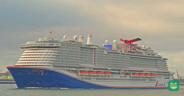 Mardi Gras off Hoek van Holland on her first visit to Rotterdam, December 2020