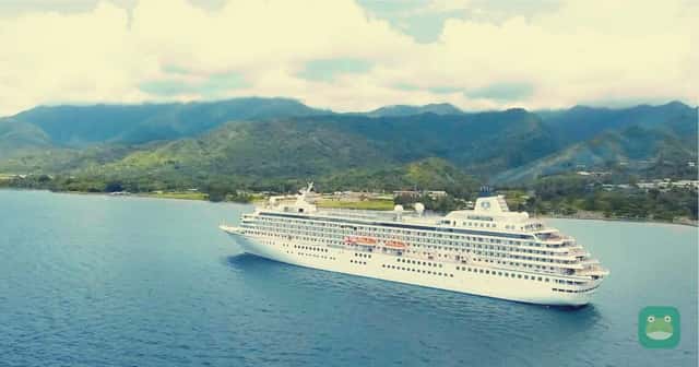 A Crystal ship at anchor, from Crystal's 2028-29 voyages announcement