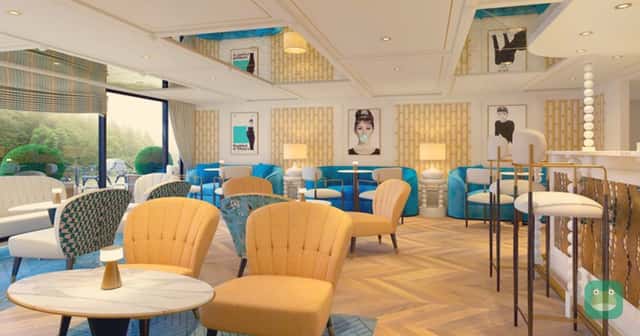 Artist rendering of the aft lounge on S.S. Audrey. Image: Uniworld.