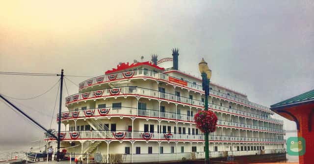 The ship as Queen of the Mississippi at the Port of Dubuque, Iowa, 2016