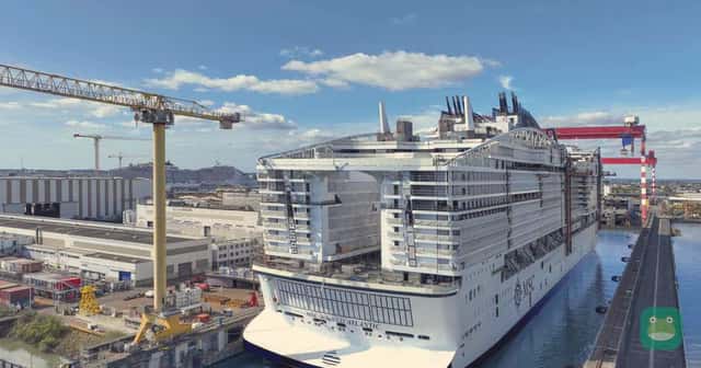 MSC World Atlantic at its float-out in Saint-Nazaire