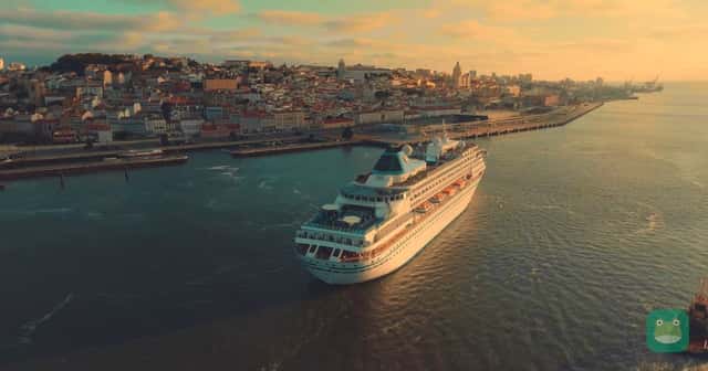 Lisbon waterfront and cruise ship; official representative port photograph