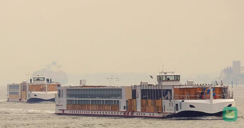 Viking Hermod near Rotterdam on its delivery voyage to southern France, 2014