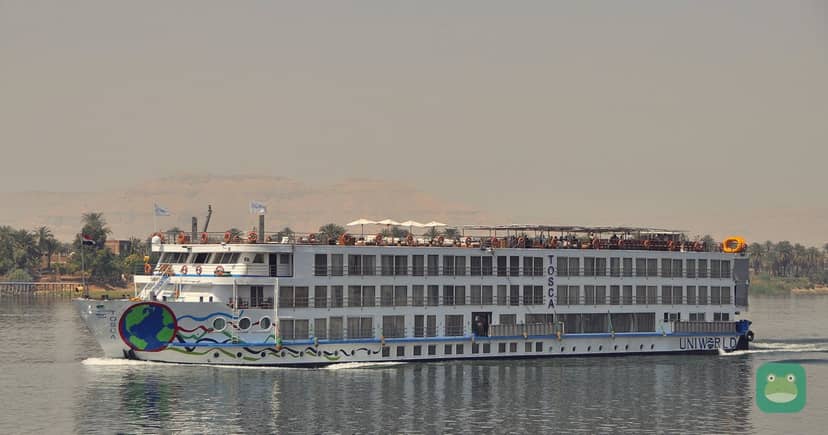 River Tosca, in Uniworld livery, on the Nile at Luxor, Egypt, 2013
