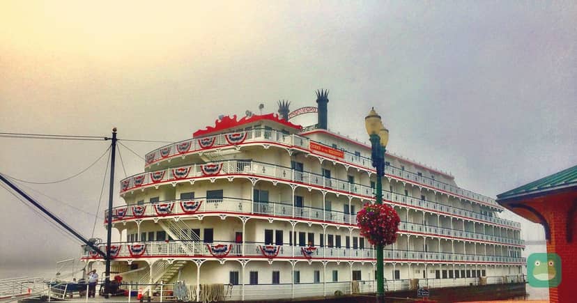 The ship as Queen of the Mississippi at the Port of Dubuque, Iowa, 2016